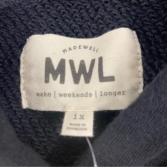 NWT Madewell Womens Plus MWL Airyterry Hoodie Sweatshirt Black Size 1X - Picture 6 of 9